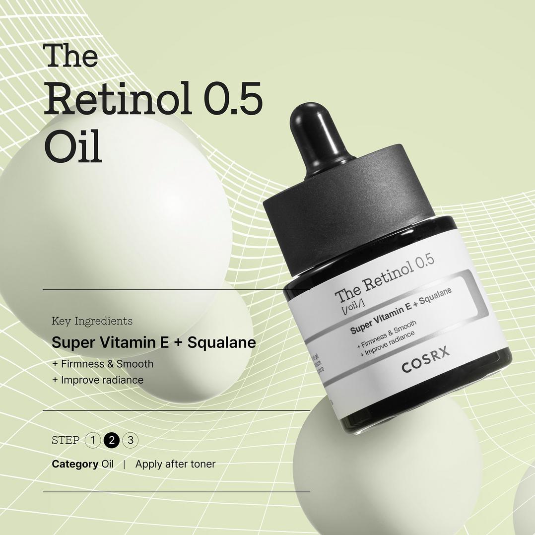 COSRX The Retinol 0.5 Oil with Super Vitamin E + Squalane