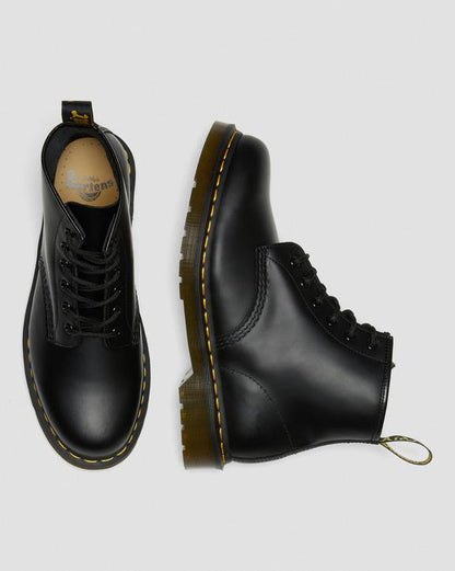 Dr. Martens 101 Yellow Stitch Smooth Leather Ankle Boots Black - Womens