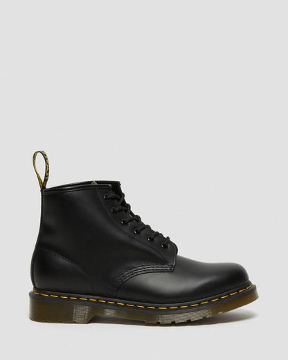 Dr Martens Yellow Stitch Smooth Leather Ankle Boots - Black