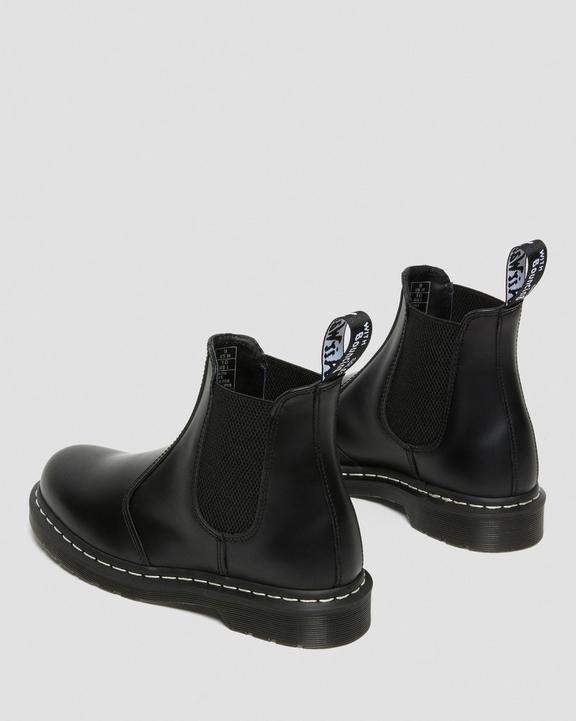 Dr Martens White Stitch Smooth Leather Chelsea Boots - Black