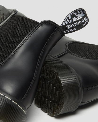 Dr Martens White Stitch Smooth Leather Chelsea Boots - Black