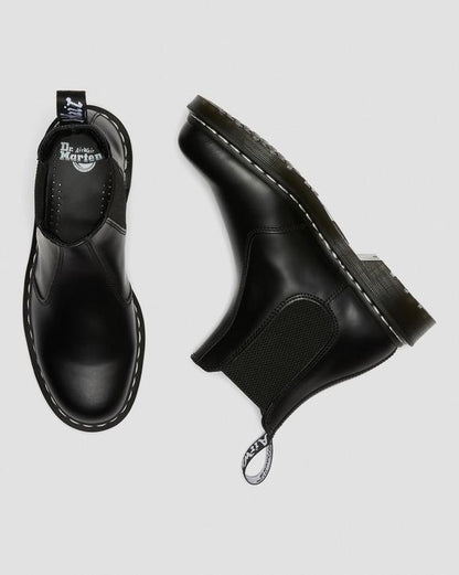 Dr Martens White Stitch Smooth Leather Chelsea Boots - Black