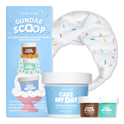 I Dew Care Sundae Scoop Ice Cream-Inspired Wash-Off Masks & Headband Set