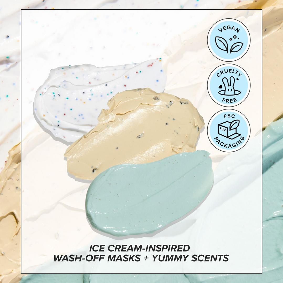 I Dew Care Sundae Scoop Ice Cream-Inspired Wash-Off Masks & Headband Set