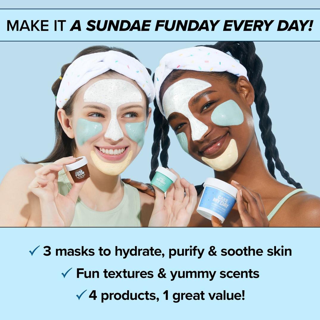 I Dew Care Sundae Scoop Ice Cream-Inspired Wash-Off Masks & Headband Set