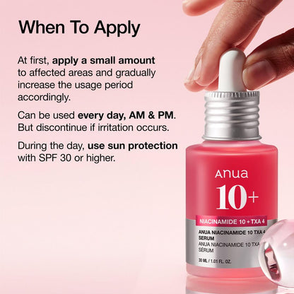 ANUA Niacinamide 10 TXA 4 Serum for Brightening and Dark Spots