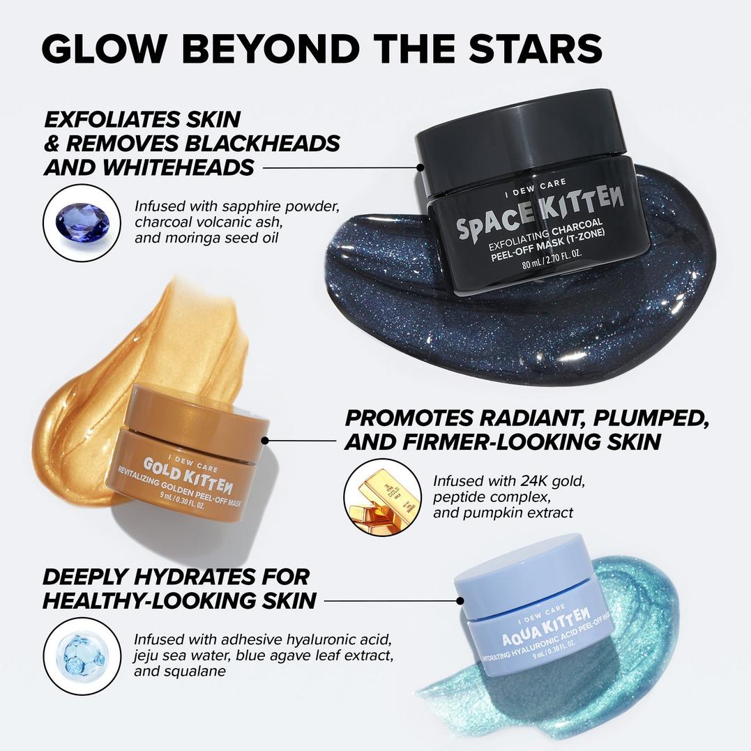 I Dew Care Astro Kitten Peel-Off Masks and Headband Set