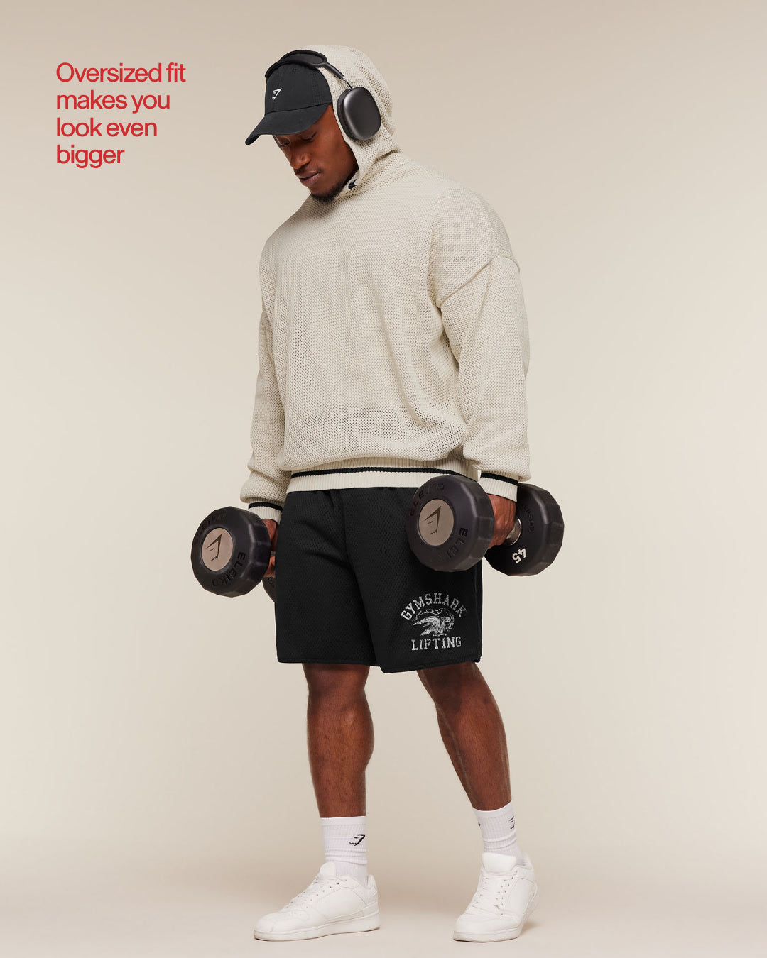 Gymshark Collective Crochet Style Hoodie Tinted White