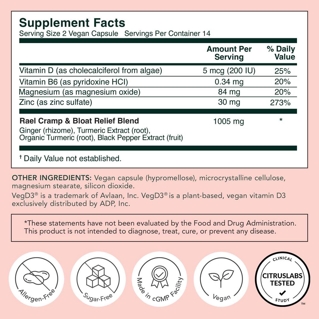 Rael PMS Cramp & Bloat Supplement