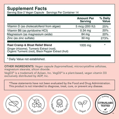 Rael PMS Cramp & Bloat Supplement