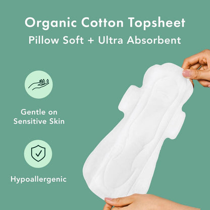 Rael Overnight Organic Cotton Cover Pads With Wings