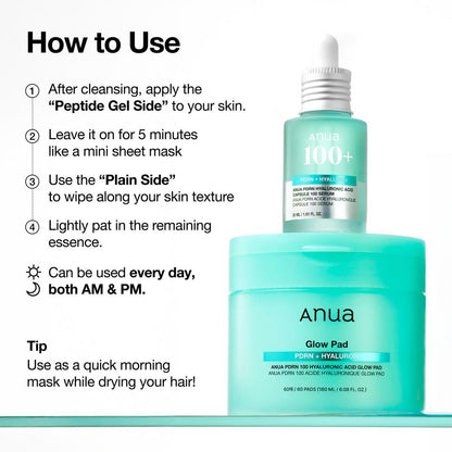 ANUA PDRN 100 Hyaluronic Acid Glow Pad