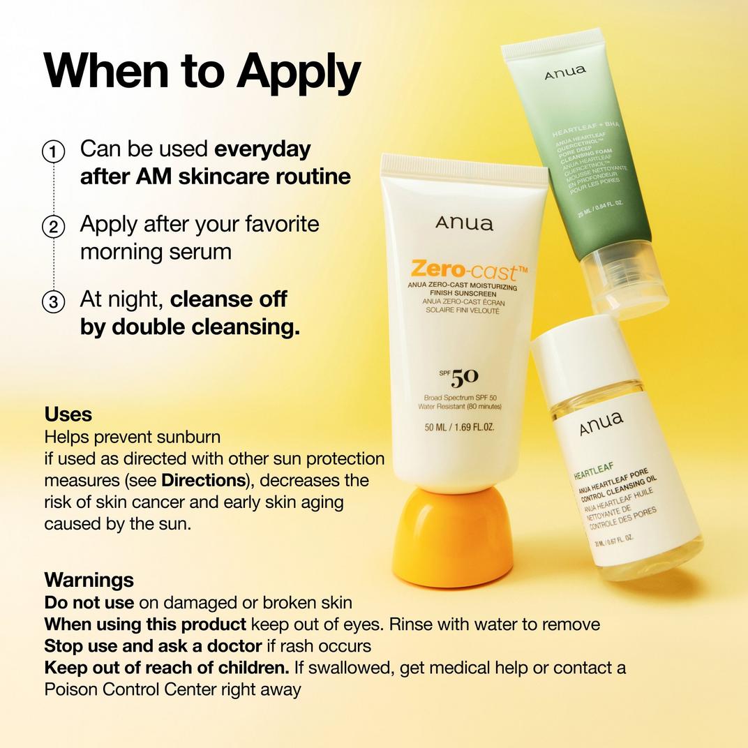 ANUA Zero-Cast Moisturizing Finish Sunscreen