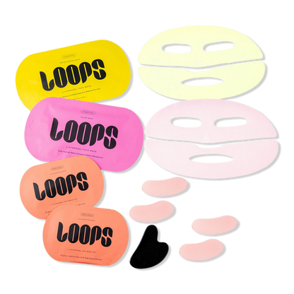 LOOPS Sculpt & Glow Hydrogel Face & Eye Mask 4 Piece Set + Gua Sha