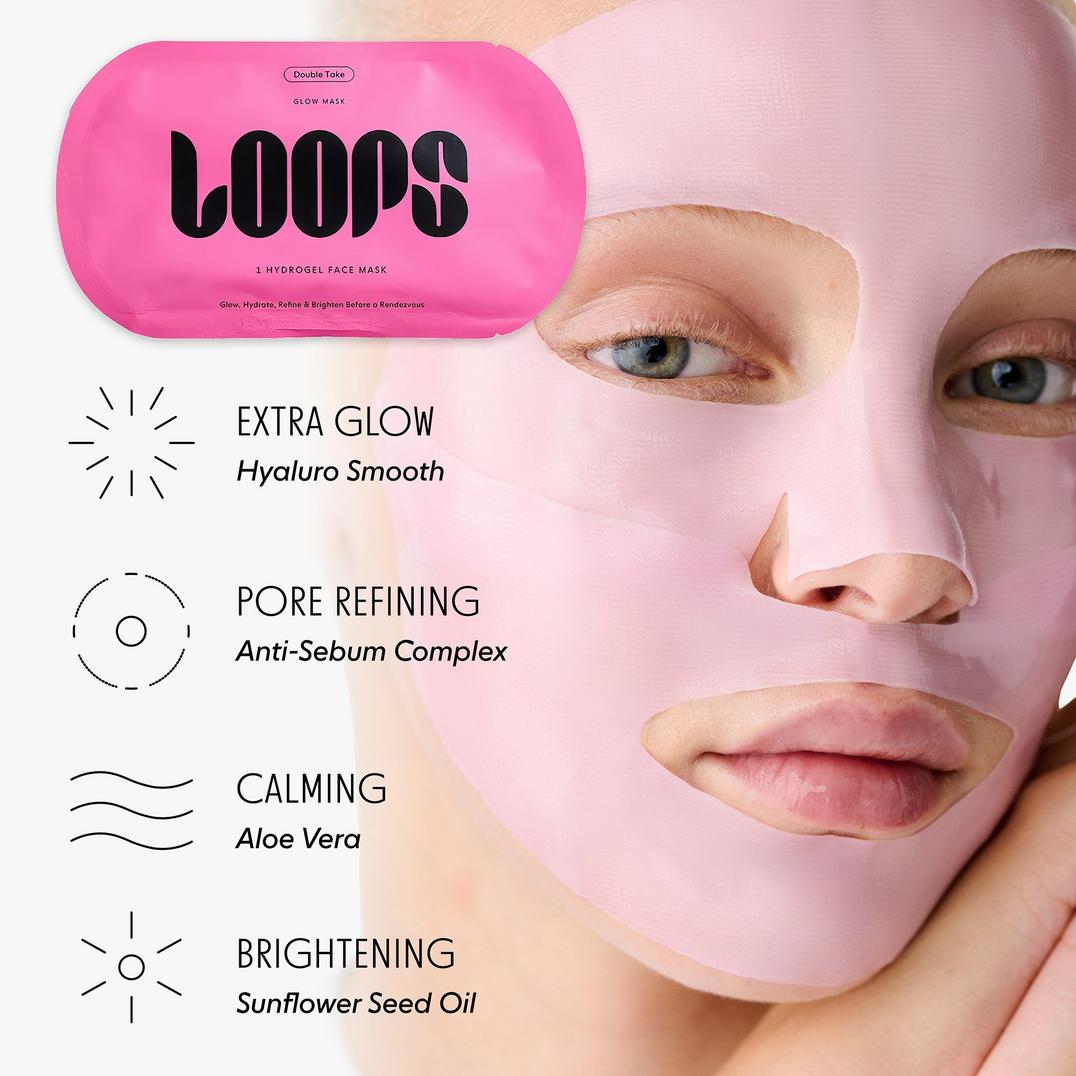 LOOPS Sculpt & Glow Hydrogel Face & Eye Mask 4 Piece Set + Gua Sha