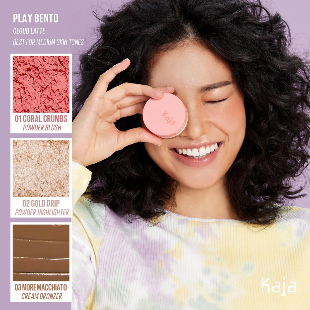 Kaja Play Bento Cream Bronzer, Powder Blush & Highlighter Trio