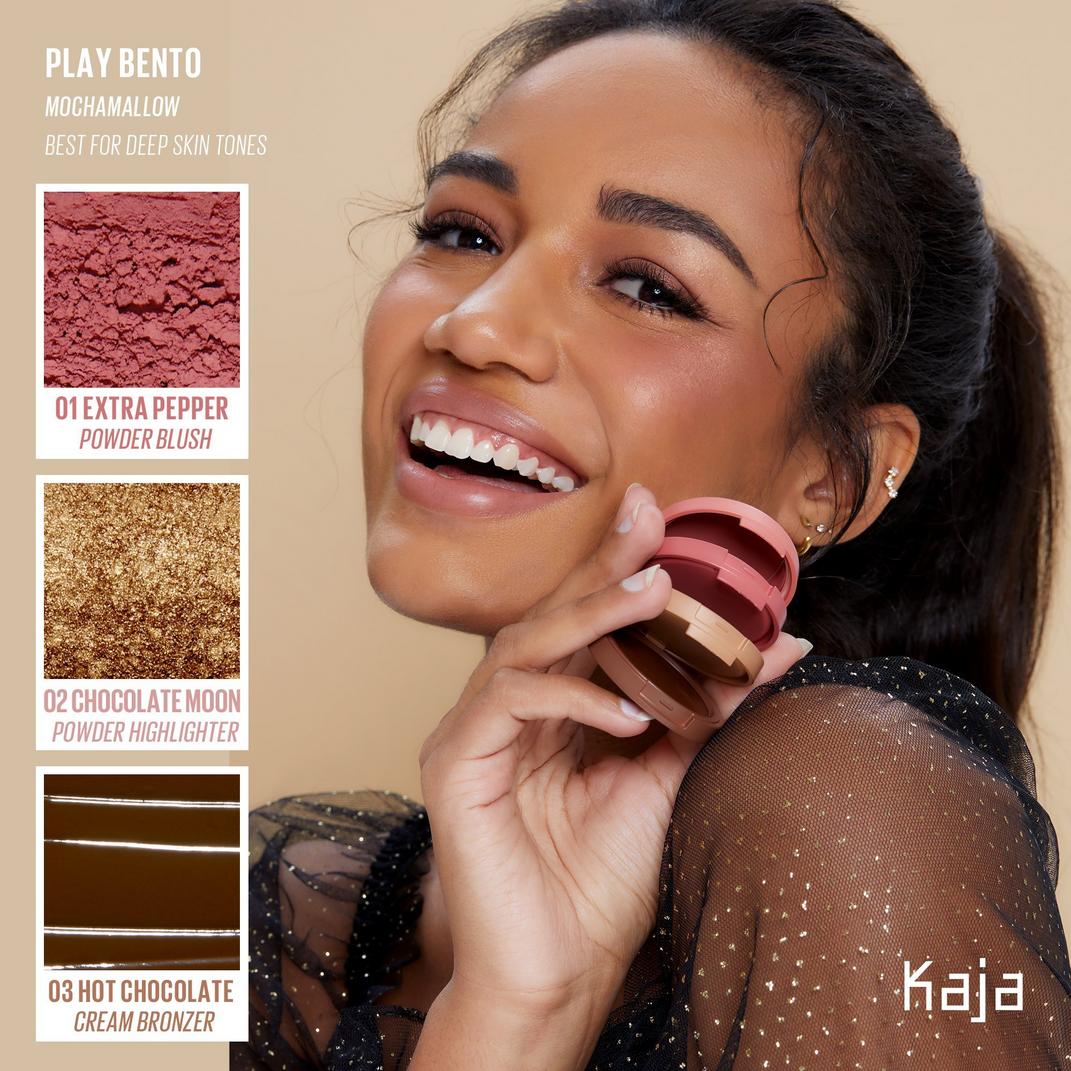 Kaja Play Bento Cream Bronzer, Powder Blush & Highlighter Trio