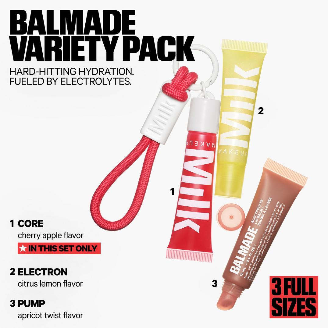 MILK MAKEUP Balmade Variety Pack Full-Size Hydrating Lip Balm Trio