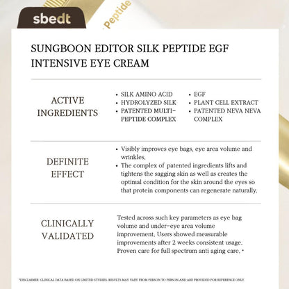 SUNGBOON EDITOR Silk Peptide EGF Intensive Eye Cream