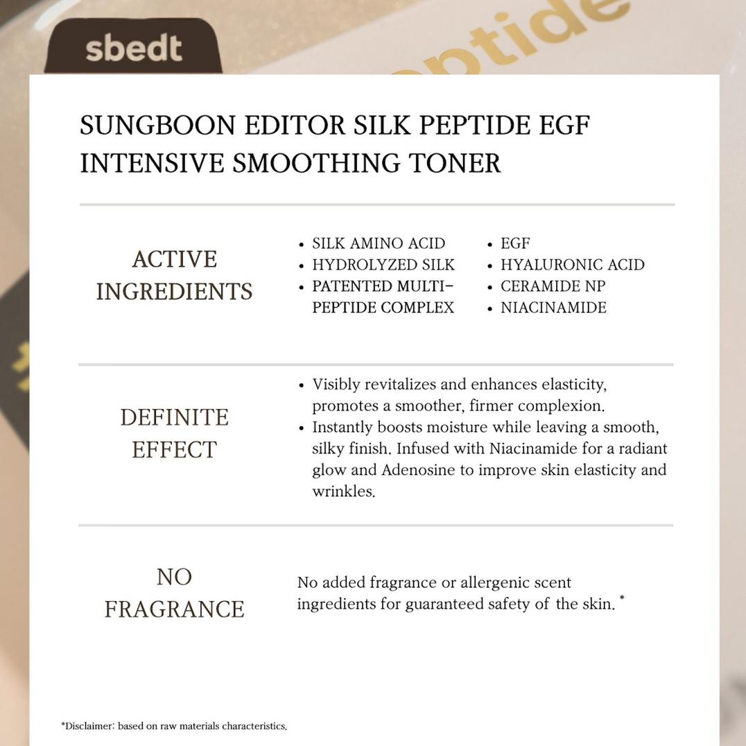 SUNGBOON EDITOR Silk Peptide EGF Smoothing Toner