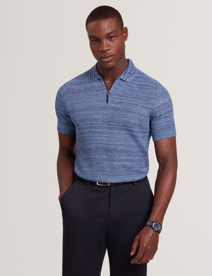 Ted Baker Blossam Space Dye Zip Neck Polo Shirt