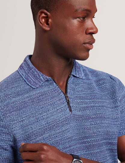 Ted Baker Blossam Space Dye Zip Neck Polo Shirt