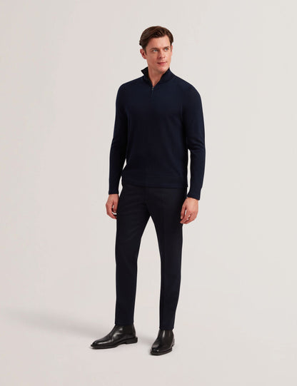 Ted Baker Limehas Wool Quarter Zip Funnel Neck Jumper In Navy