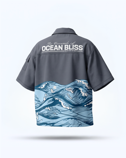 OCEAN BLISS CROPPED BOWLING SHIRT