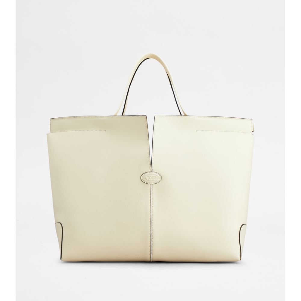 Tods Di Bag Folio In Leather Medium Off White