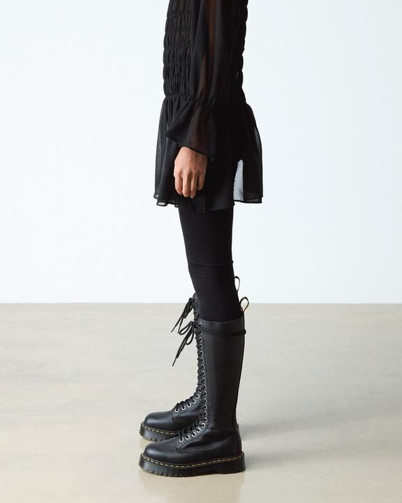 Dr Martens 1B60 Bex Pisa Leather Knee High Boots - Black