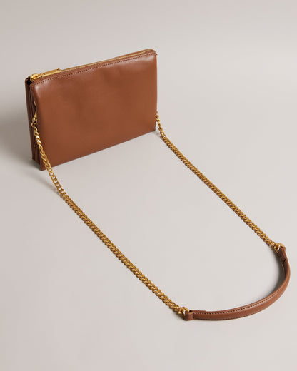 Ted Baker Esille Brown Branded Webbing Crossbody Leather Bag Women's
