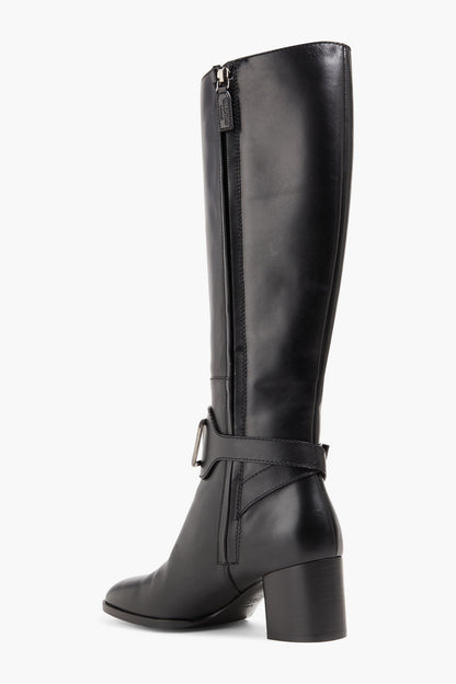 Valentino Garavani Vlogo Leather Knee Boots Black Women's