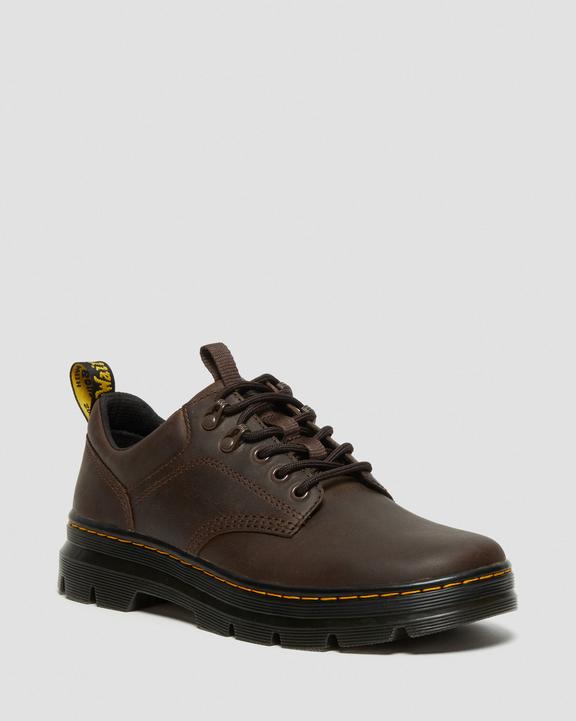 Dr. Martens Reeder Crazy Horse Leather Utility Shoes Dark Brown - Mens
