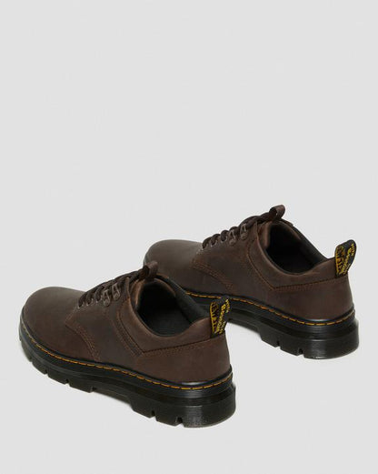 Dr. Martens Reeder Crazy Horse Leather Utility Shoes Dark Brown - Mens