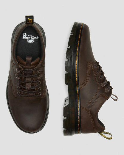 Dr. Martens Reeder Crazy Horse Leather Utility Shoes Dark Brown - Mens