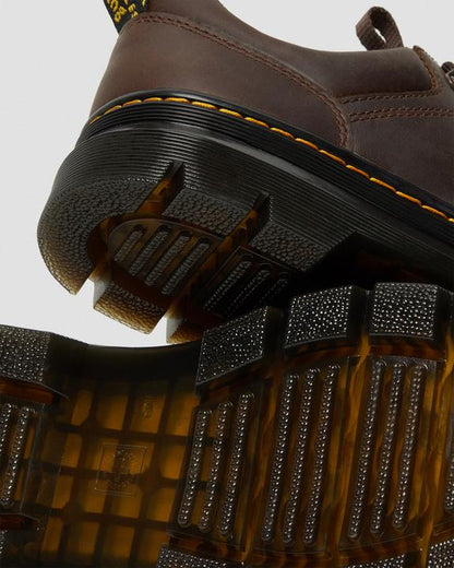 Dr. Martens Reeder Crazy Horse Leather Utility Shoes Dark Brown - Mens