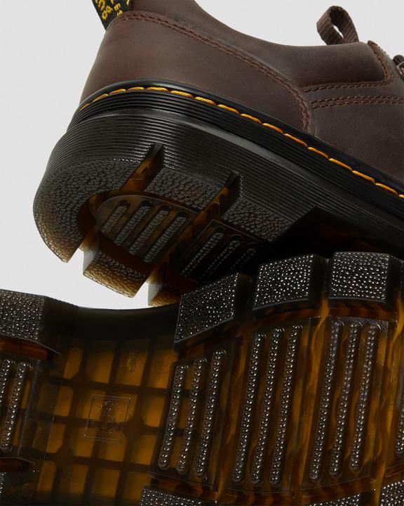 Dr. Martens Reeder Crazy Horse Leather Utility Shoes Dark Brown - Mens