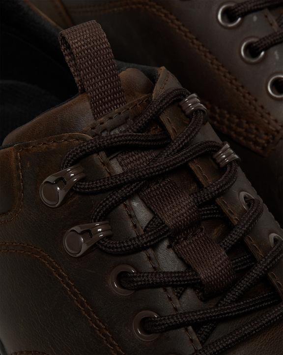Dr. Martens Reeder Crazy Horse Leather Utility Shoes Dark Brown - Mens