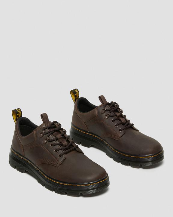 Dr. Martens Reeder Crazy Horse Leather Utility Shoes Dark Brown - Mens