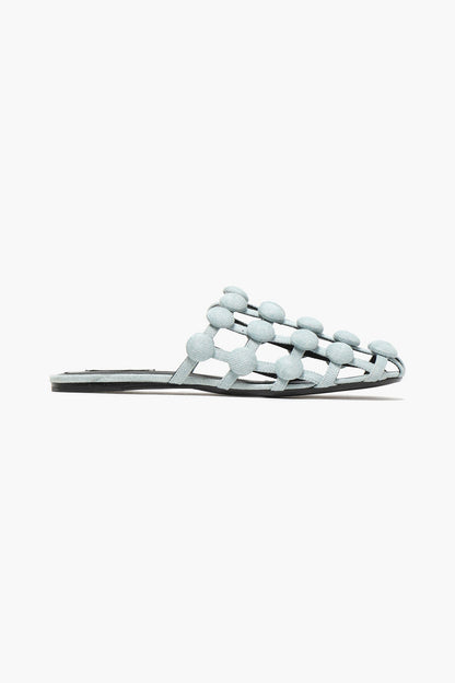 Alexander Wang Amelia Studded Denim Slippers Light Denim Women's