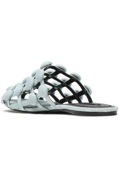 Alexander Wang Amelia Studded Denim Slippers Light Denim Women's