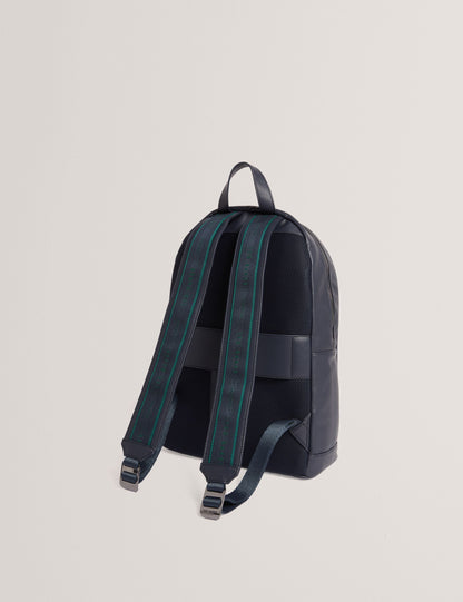 Ted Baker Kaileb Navy Faux Leather Backpack With Webbing Straps