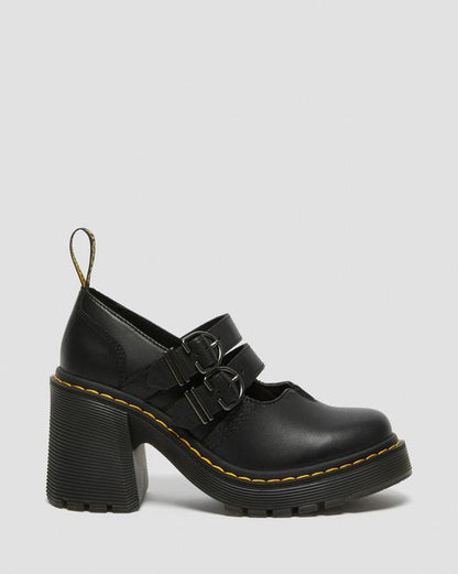 Dr Martens Eviee Sendal Leather Heeled Shoes - Black