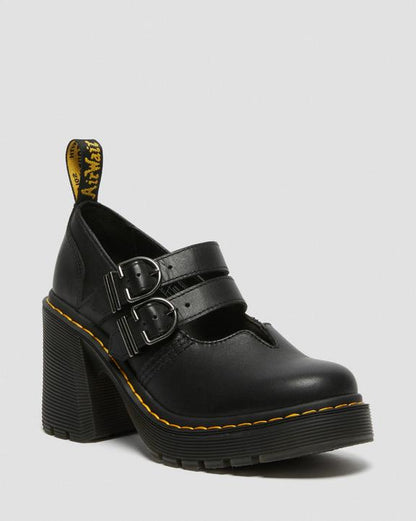 Dr Martens Eviee Sendal Leather Heeled Shoes - Black