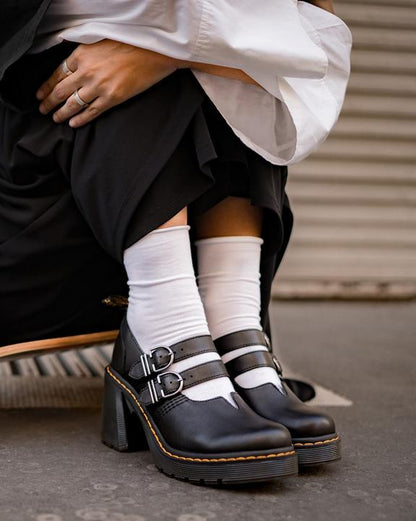 Dr Martens Eviee Sendal Leather Heeled Shoes - Black