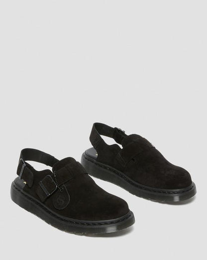 Dr Martens Jorge Made In England Suede Slingback Mules - Black