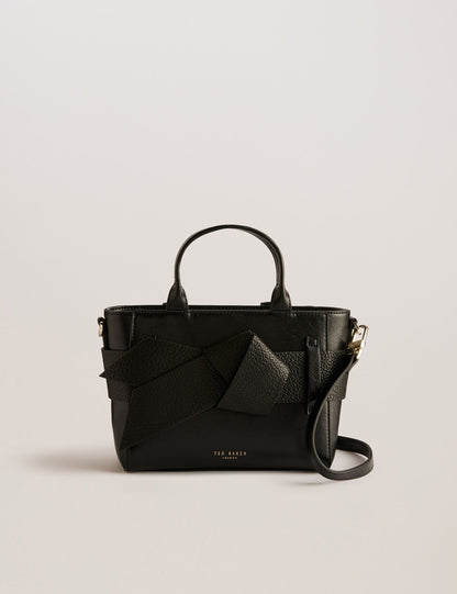 Ted Baker Jimisie Black Mini Knot Bow Faux Leather Tote Bag Women's