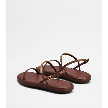 Tods Sandals In Leather Brown Womens
