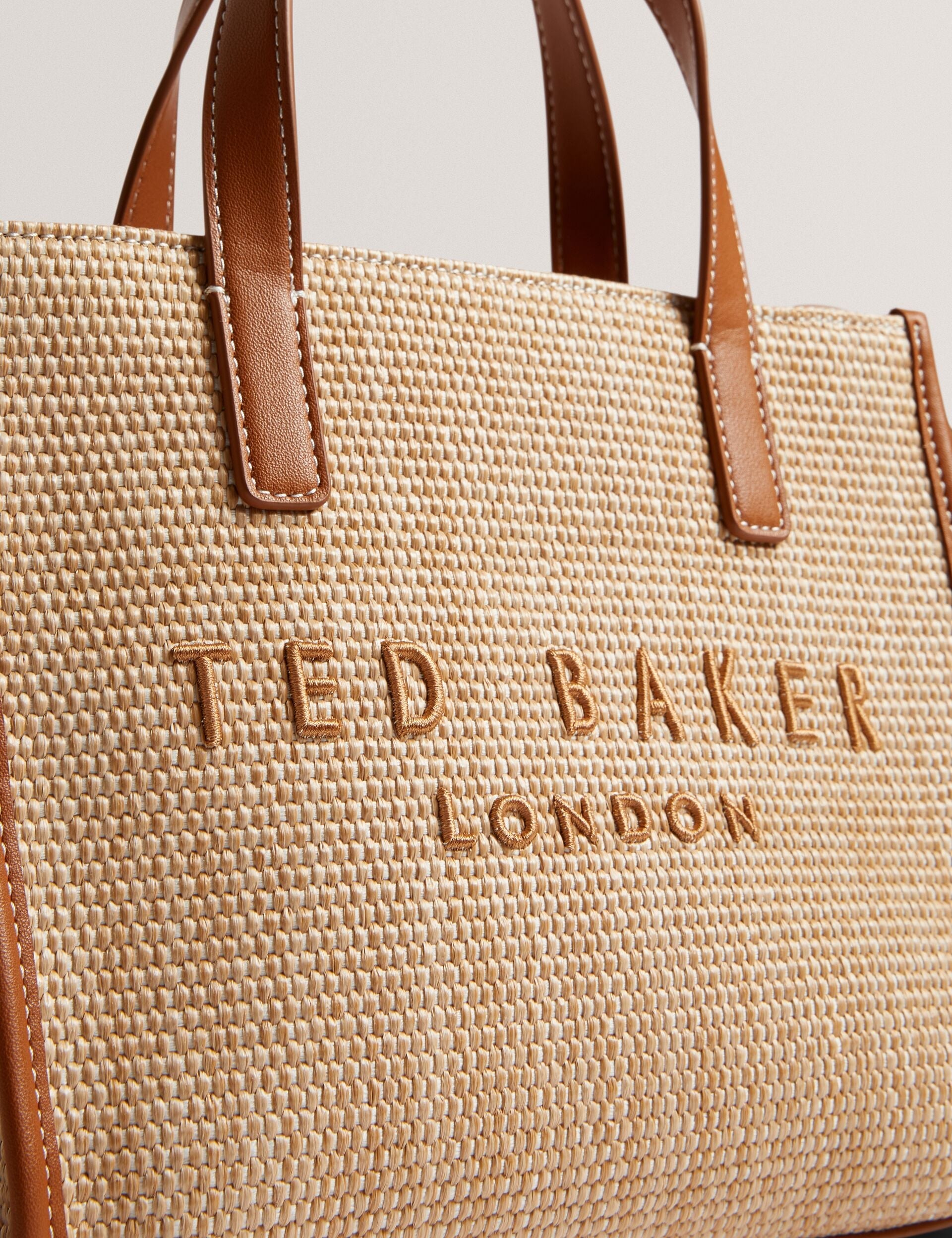 Ted Baker Paolina Raffia Pu Trim Small Icon Tote Bag Women's