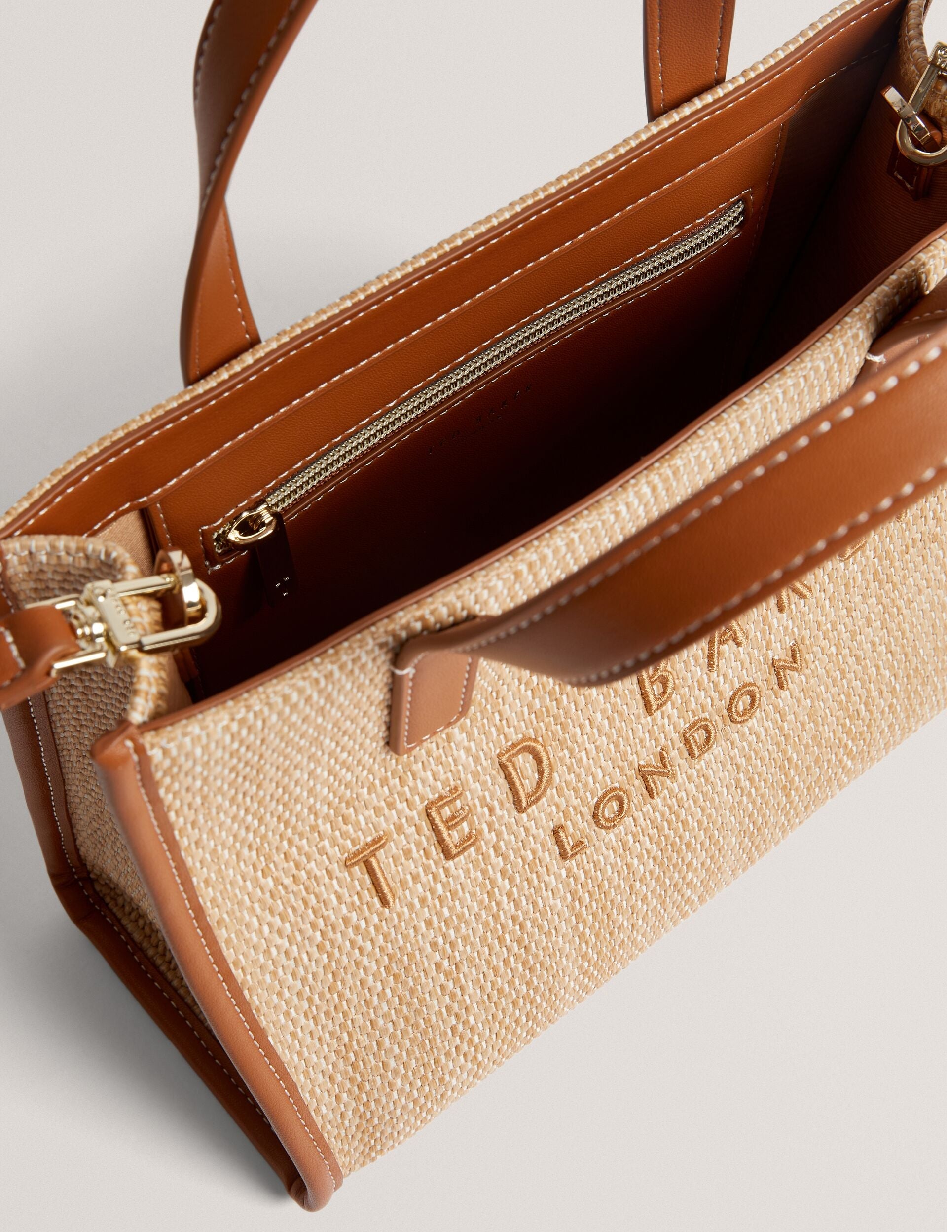 Ted Baker Paolina Raffia Pu Trim Small Icon Tote Bag Women's